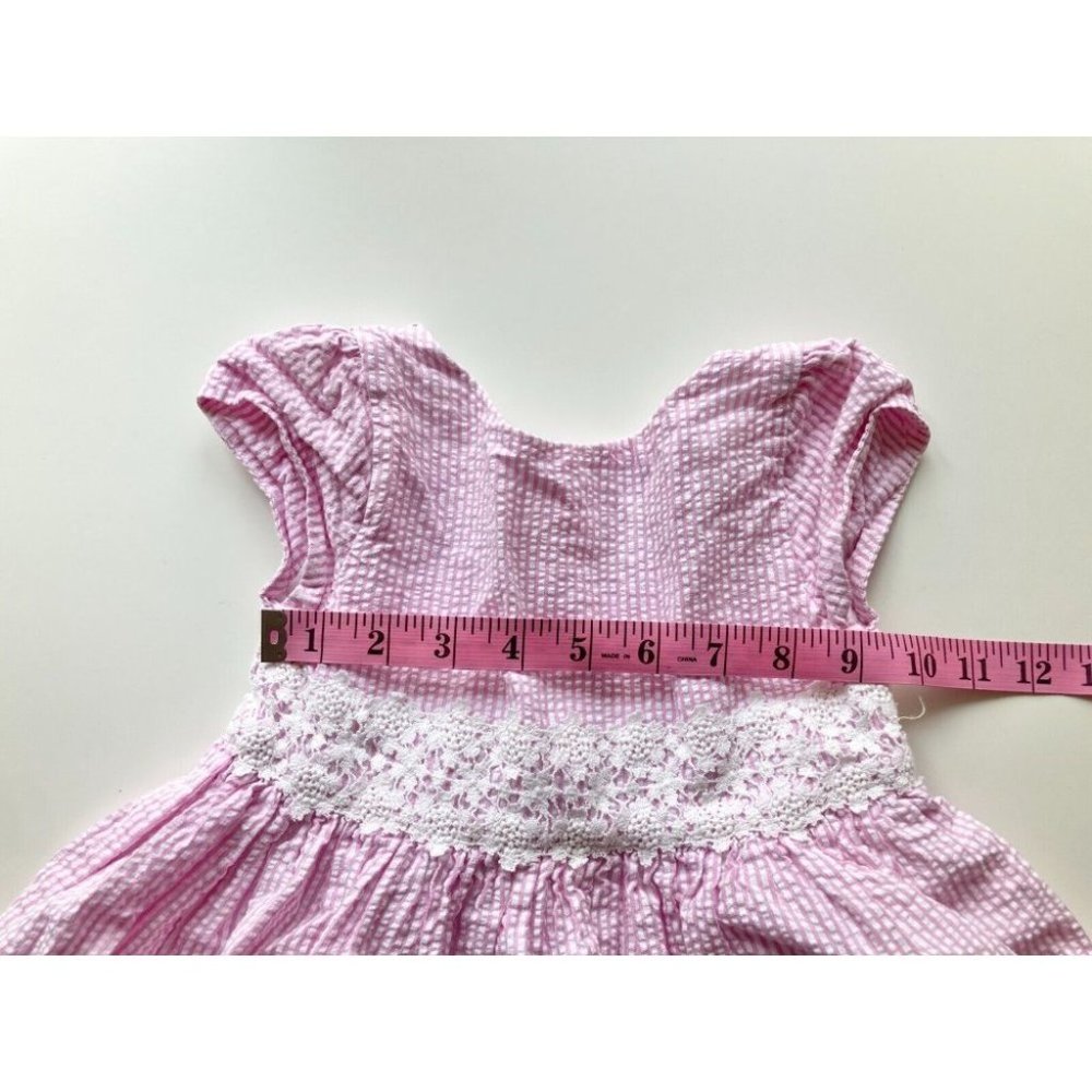 Lot of 2 RALPH LAUREN 24M Baby Dresses - Red Plaid Taffeta & Pink Seersucker - Picture 14 of 16